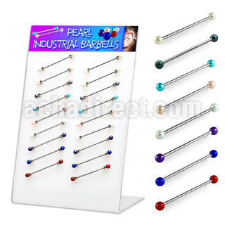 dind12 display 18 barbells industriales acero quirurgico bolas perlas falsas distribuidor