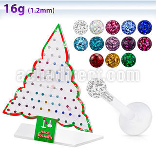 dxmas7 display acrilico arbol navidad 64 labret bio flexible transparente bolas multi cristal 3mm presion 6mm 8mm distribuidor