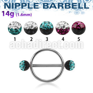 efrnpe5 pezonera redonda acero quirurgico barbell acero 316l bolas multi cristal 5mm colores venta
