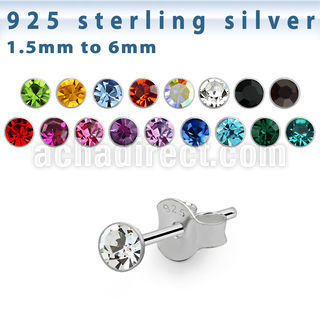 esm par piercing oreja plata esterlina 925 cristal redondos 1 5mm 4mm distribuidor