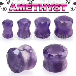 fgsc precious amethyst stone double flare plug faceted cut