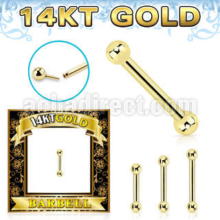 gbbb25 14k gold threadless push pin barbell 16g balls