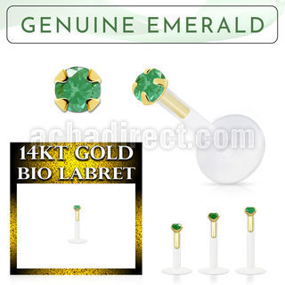gbige10 labret bio flexible transparente presion oro 14 kts esmerlada legitimo 2mm al por mayor