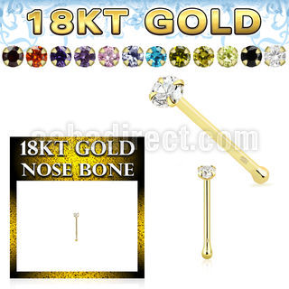 ggnbzm1 18k gold nose bone 22g prong set color cz