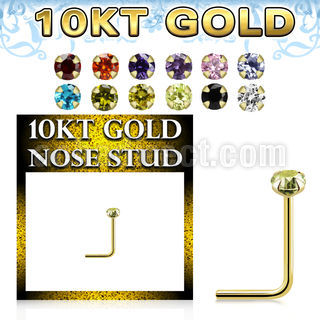 ginszm2 10k gold nose stud 2mm color cz