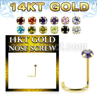 gszm25 14k gold nose screw prong set color cz