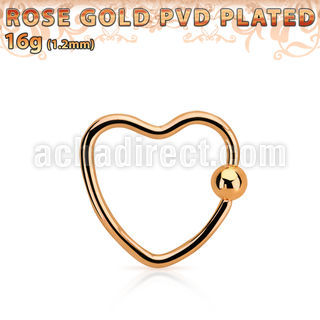 hcrtt16 aro bola presion corazon acero 316l pvd oro rosa bola cierre 3mm venta