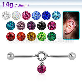 indd6 barbell industrial loop acero 316l conos 5mm bolas multi cristal ferido 5mm s al por mayor