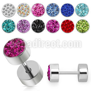 ipmc6 plug falso acero quirurgico multi cristal ferido lado disco acero liso 6mm distribuidor mayorista