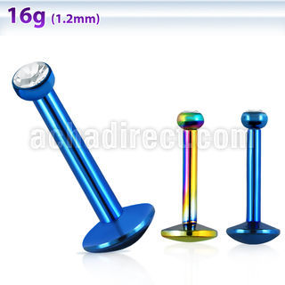 lbtj25 labret acero 316l anodizado rosca interna cristal bisel 2 5mm longigtud 8mm distribuidor mayorista