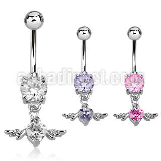 mcdz367 piercing ombligo acero quirurgico zirconia 8mm zirconia corazon alas 10mm distribuidor mayorista