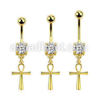 mdgz769 gold anodized steel belly banana cz ankh