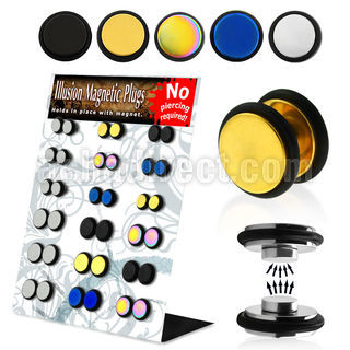 mgmpr3b display 18 plugs falsos magneticos variados acero acero anodizado tamanos variados 8mm 10mm distribuidor