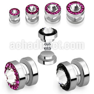 mpgcb plug falso acero magnetico cristal swarovski claro ferido centro cristal plana al por mayor