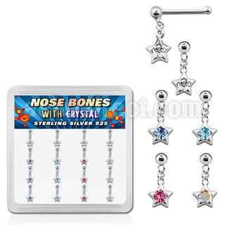 nbds16 caja display 16 piercing nariz hueso plata esterlina 925 0 6mm bola estrella cristal distribuidor mayorista
