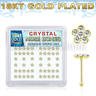 nbflbxcg 18k gold plated silver nose bones clear flower