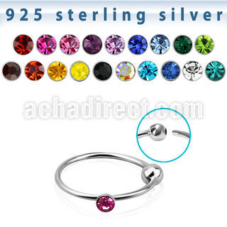 ns06m9 aro nariz plata 925 0 6mm 10mm bola t cristal redondo color 1 5mm 1 pieza distribuidor