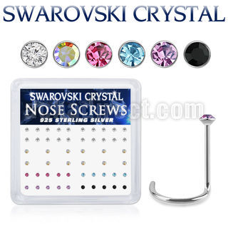 nw9mxsw 925 silver nose screws assorted swarovski crystal