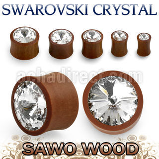psagc dilatacion plug doble flare madera sawo cristal swarovski claro gigante centro distribuidor