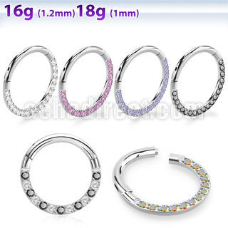 sgsh11 316l steel hinged segment ring cz stones at side