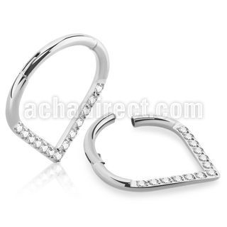 sgsh15 316l steel hinged segment ring round cz pear shape