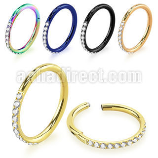 sgtsh10 anodized 316l steel hinged segment ring cz stones