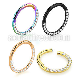 sgtsh11 anodized 316l steel hinged segment ring cz at side