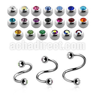 sp18jb3 espiral ceja acero quirurgico dos bolas joya