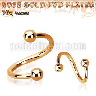 spettb espiral ceja acero quirurgico pvd oro rosa bolas 3mm distribuidor