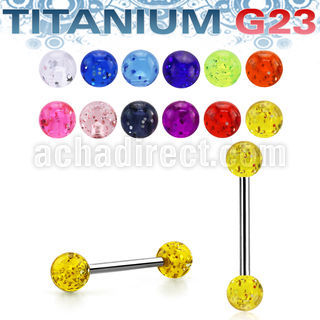 ubbgt barbell lengua titanio g23 bolas acrilicas glitter 6mm 16mm venta