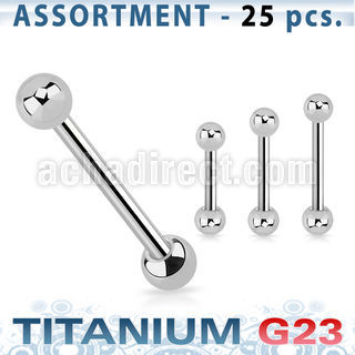 ublk103 piercing surtidos 25 barbells lengua titanio g23 bolas 5mm distribuidor mayorista