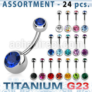 ublk20a surtido piercings 24 piercings ombligo doble joya titanio g23 bolas joya bisel 5 8mm al por mayor