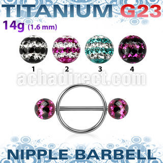 udfnpe8 pezonera redonda acero 316l barbell titanio g23 bolas multi cristal ferido 8mm triple linea venta