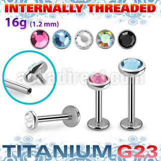 ulbin11 titanium g23 internally threaded labret 3to5 crystal