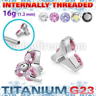 ushz7in titanium g23 top part post three round color cz