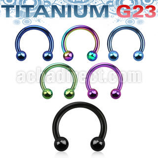 utcbb3 anodized titanium g23 circular barbell two balls