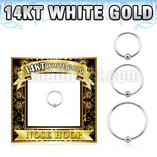 w14hob 14k white gold endless nose hoop ball