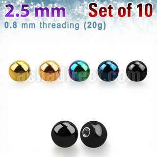 xbt25xs pack 10 bolas acero quirurgico anodizado 2 5mm rosca al por mayor