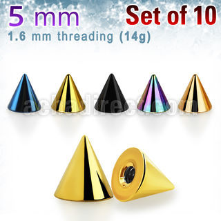 xcnt5g pack 10 conos acero quirurgico anodizado 5mm rosca venta