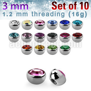 xhjb3 pack 10 medias bolas joya acero quirurgico cristal bisel rosca distribuidor mayorista