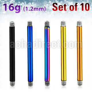xtbb16g pack 10 barra barbell acero 316l anodizado rosca distribuidor mayorista
