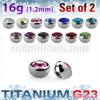 xuhjb3 titanium bezel set half jewel balls 2pcs