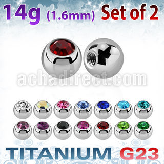 xujb4 pack 2 bolas titanio g23 brillo espejo 4mm cristal joya bisel rosca venta