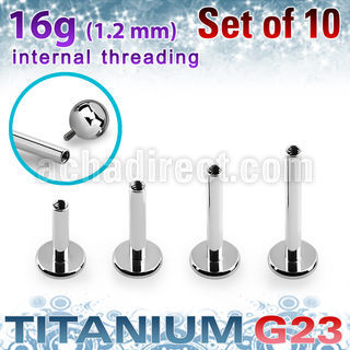 xulb16gi titanium g23 internally threaded labret posts 10pcs