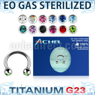 zucbe2c sterilized titanium g23 circular barbell jewel balls