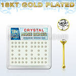 18b14xc caja display piercing nariz hueso plata 925 0 6mm oro 18 kts cristal redondo claro 2mm al por mayor