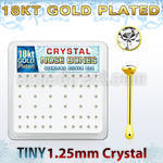 18b6xc caja display piercing nariz hueso plata esterlina 925 0 6mm oro 18 kts cristal claro 1 25mm mayorista