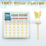 18bbtf36 caja display 36 piercing nariz hueso plata 925 oro 18 kts 0 6mm mariposa volando lisa 4 2mm distribuidor mayorista