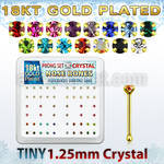 18bp6xm caja display piercing nariz hueso plata esterlina 925 0 6mm oro 18 kts cristal 1 25mm mayorista
