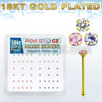 18nbzbm caja display piercing nariz hueso plata 925 0 6mm oro 18 kts zirconia 1 5mm al por mayor